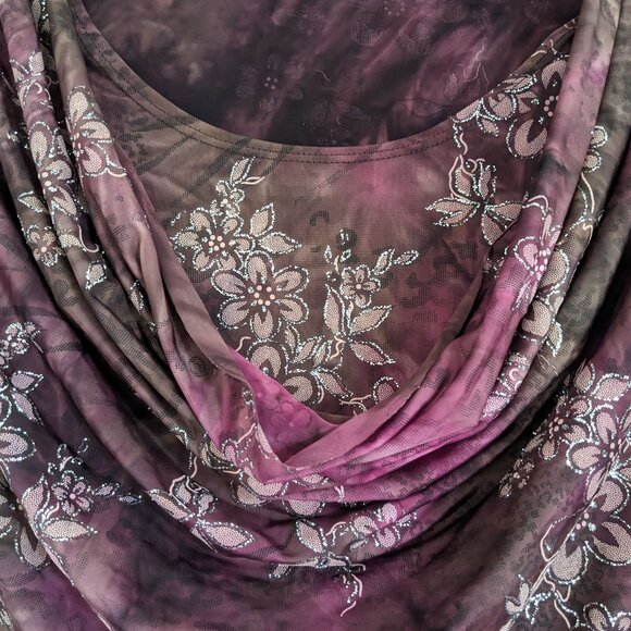 Roz & Ali Floral Cowl Neck Blouse - Pink and Brown - Picture 2 of 6